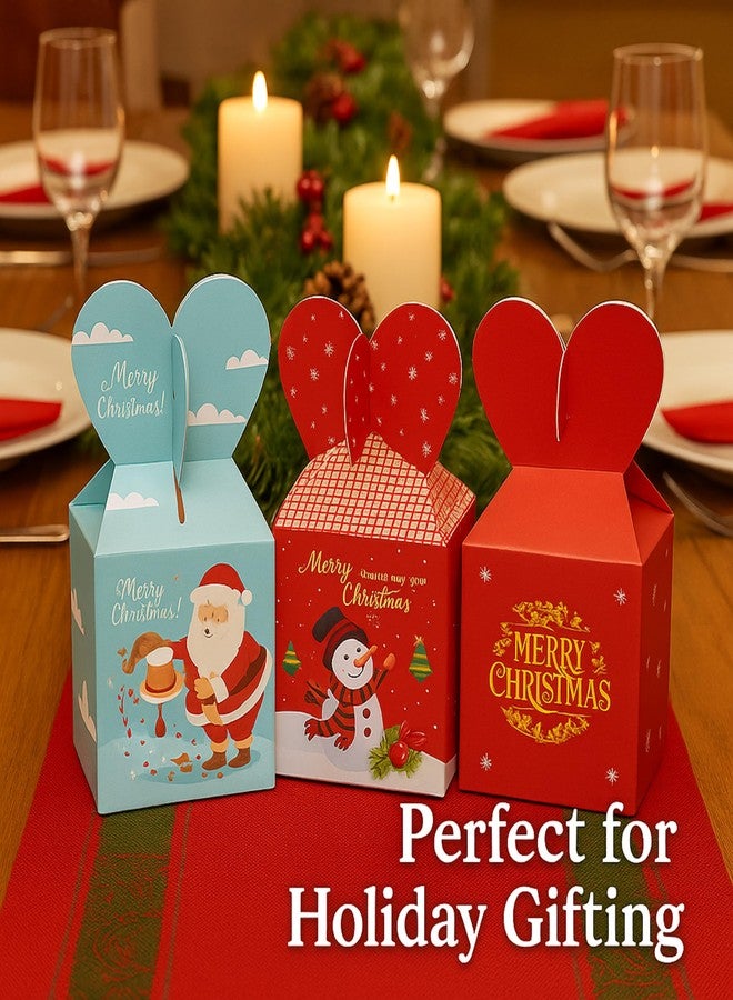 BAKEFY 10 pcs Gift Fruit Treat Candy Gifts Box for Wedding Xmas Presents Sweets Christmas Festival PartyChristmas Folding Apple Cartoon Christmas Eve Packing Paper Candy Box Gift Box - Image 2